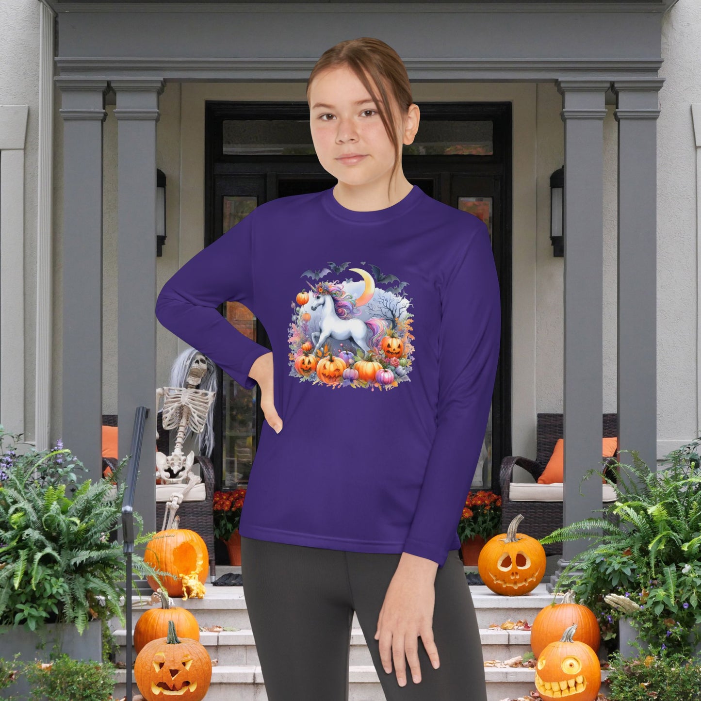 Halloween Unicorn Youth Long Sleeve Tee