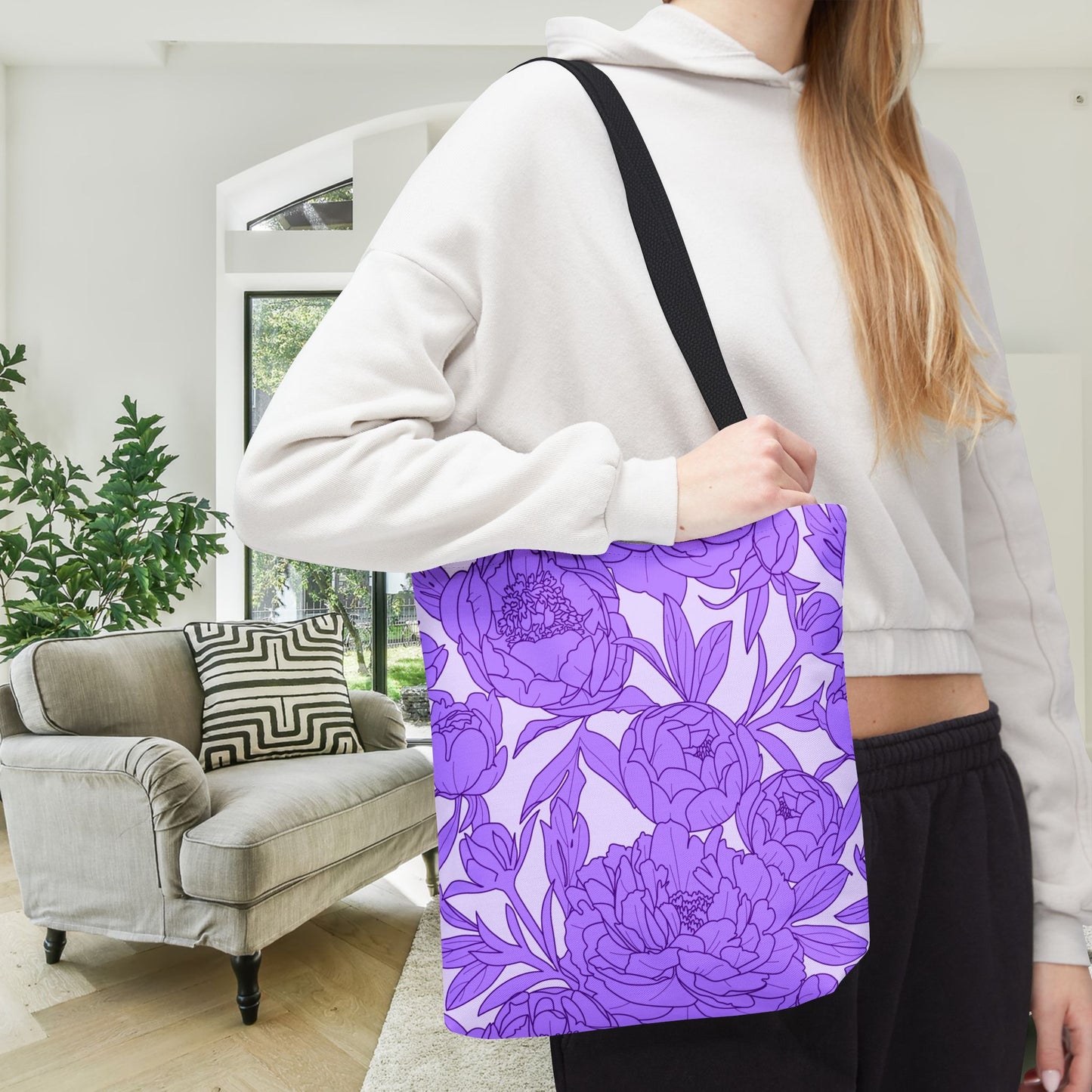 Lavender Peony Symphony Canvas Tote Bag