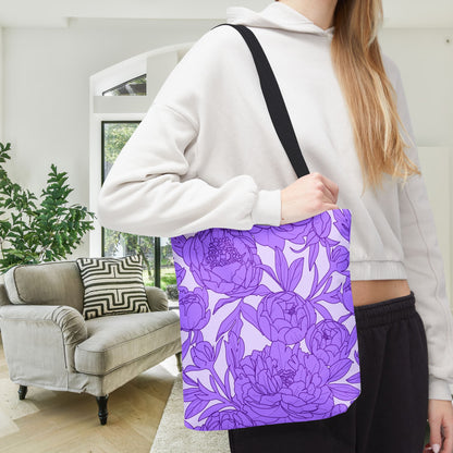 Lavender Peony Symphony Canvas Tote Bag