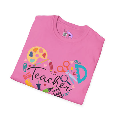 Teacher Supply Heart Adult T-shirt