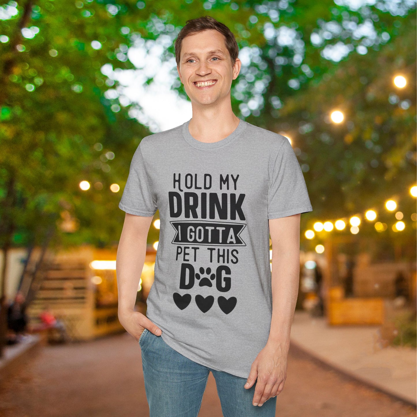 Hold My Drink I Gotta Pet This Dog Adult T-shirt
