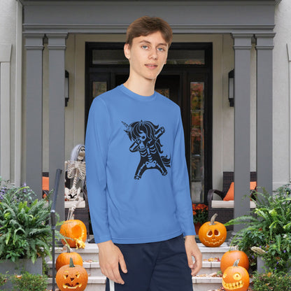 Dabbing Unicorn Skeleton Youth Long Sleeve Tee