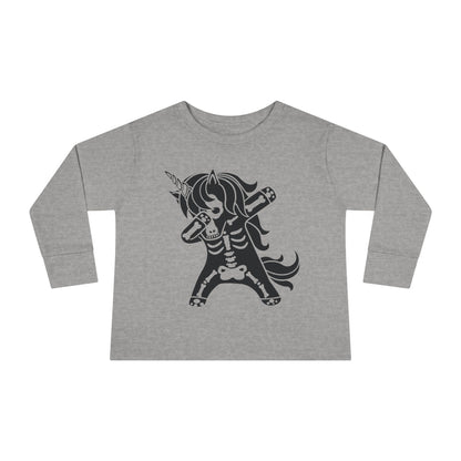 Dabbing Unicorn Skeleton Toddler Long Sleeve Tee