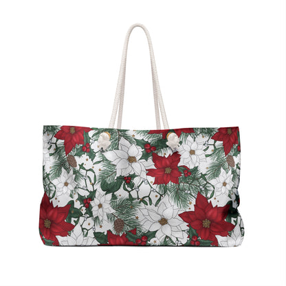 Winter Poinsettia Garden Weekender Bag