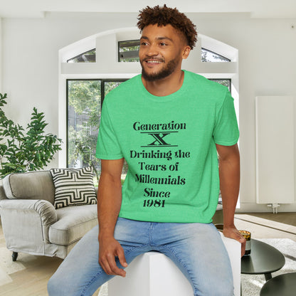GenX Drinking Millennial Tears Adult T-shirt