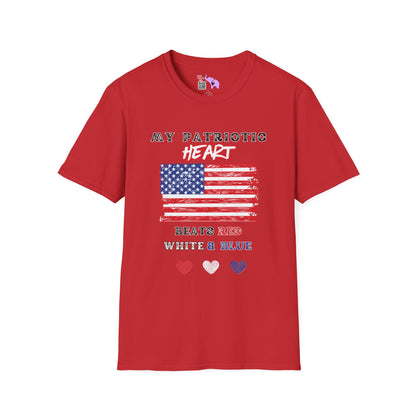 My Patriotic Heart Bleeds Red White & Blue Adult T-shirt