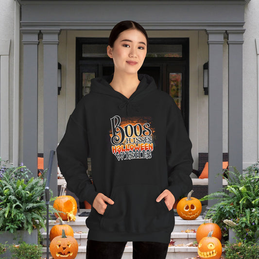 Boos Hisses Halloween Wishes Heavy Blend™ Hooded Sweatshirt