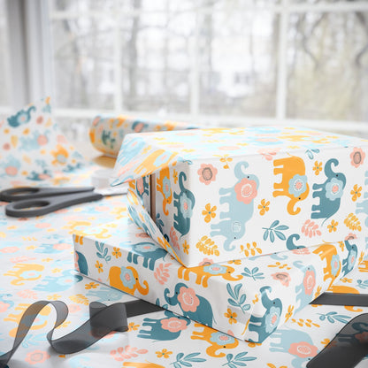 Elephants in Bloom Wrapping Paper