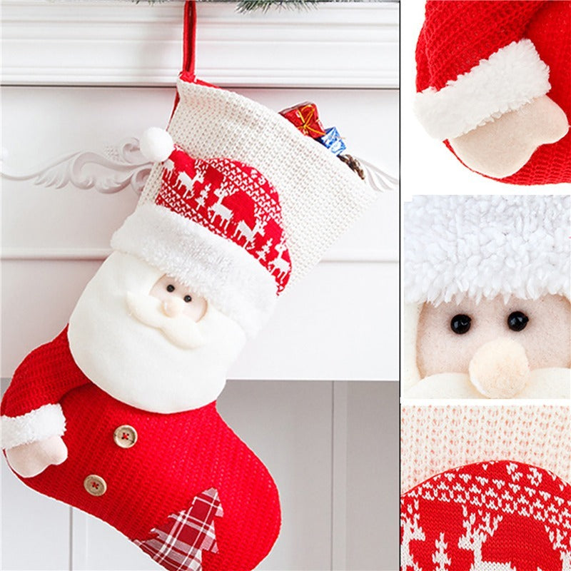Knitted 3D Santa or Snowman Christmas Stockings