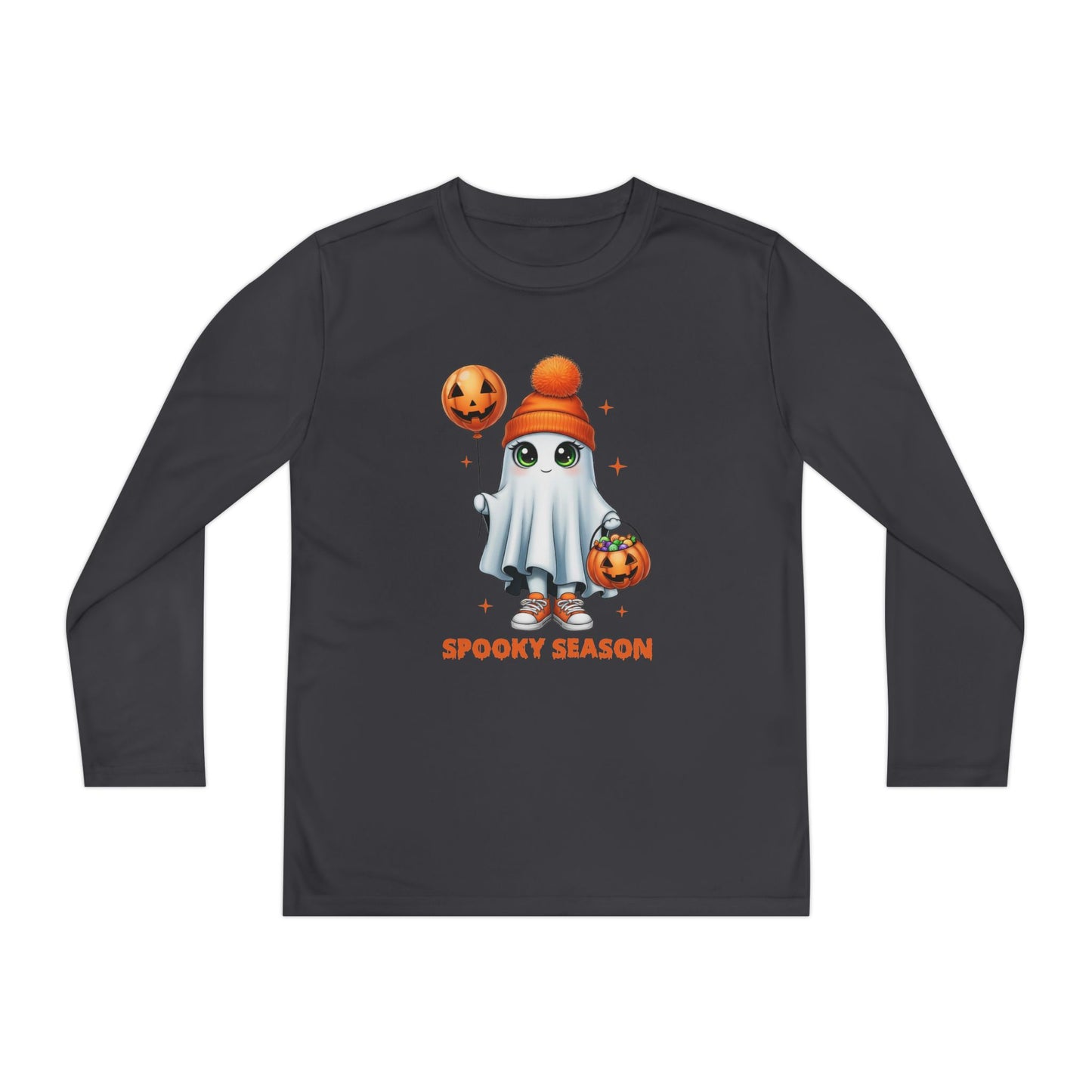 Spooky Season Ghost Trick-or-Treater Youth Long Sleeve Tee