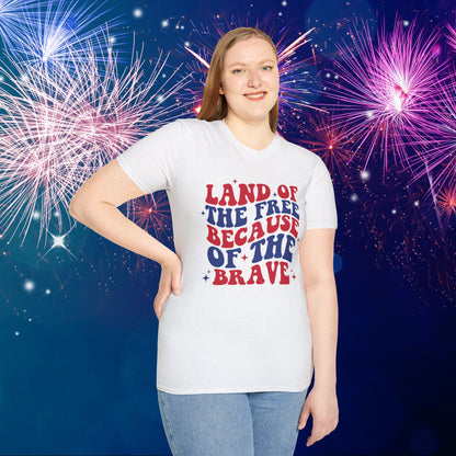 Land of the Free Because of the Brave Adult T-shirt