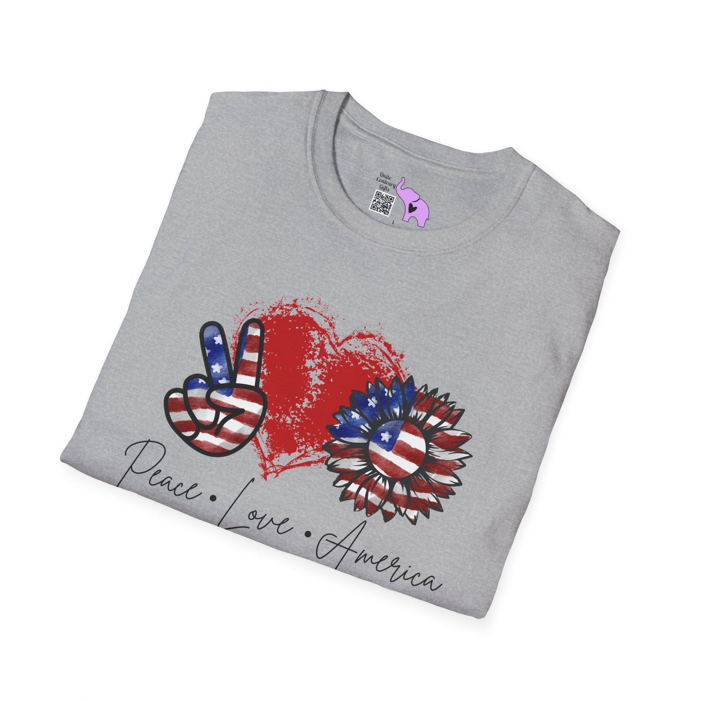 Peace Love America Adult T-shirt