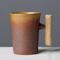 Unusual Ceramic Mug with Wooden Handle