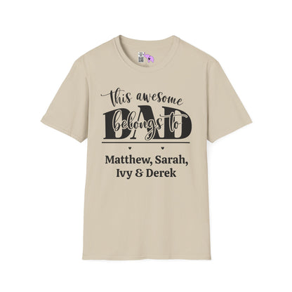 ""This Awesome Dad Belongs To... Adult T-shirt (Personalizable)