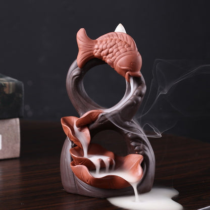 Lotus Leaf & Fish Incense Backflow Burner