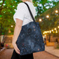 Black Roses & Vines Forget-Me-Nots Canvas Tote Bag