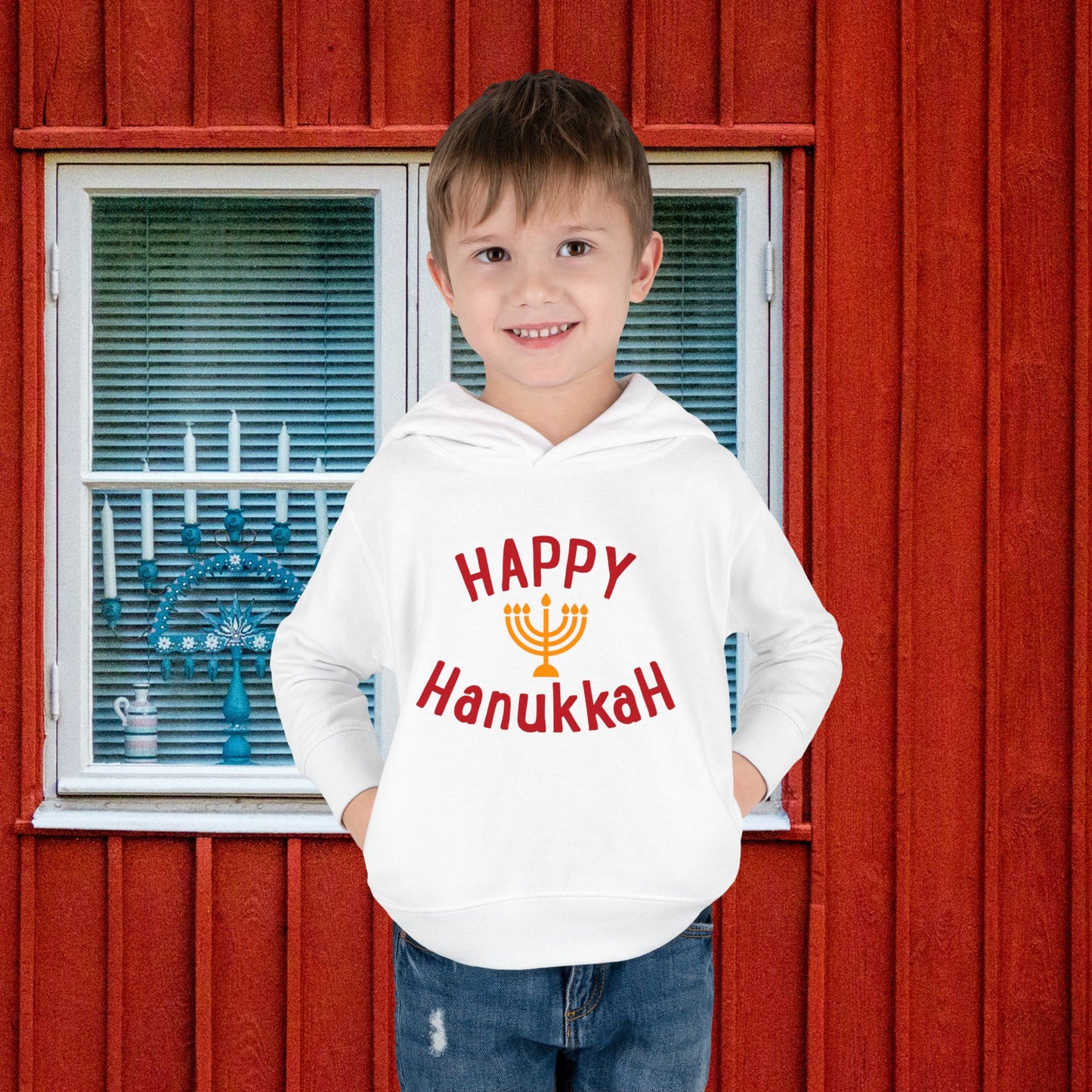 Happy Hanukkah Toddler Pullover Fleece Hoodie