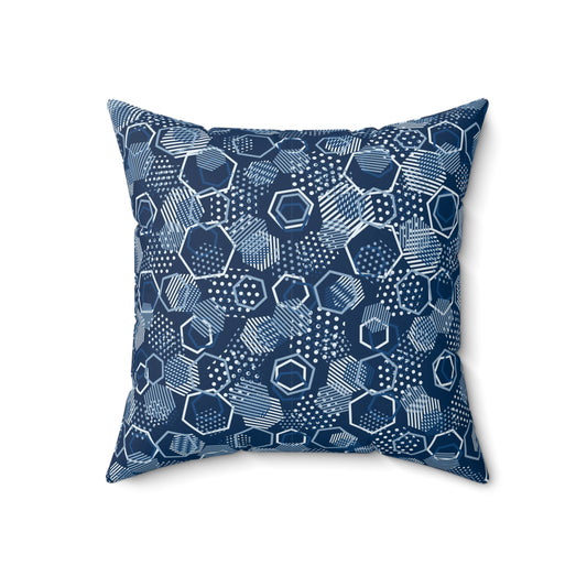 Blue Hexagons Throw Pillow