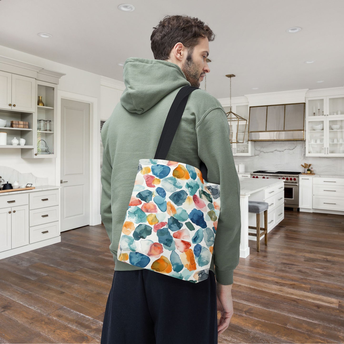 Watercolor Pebble Terrazzo Canvas Tote Bag