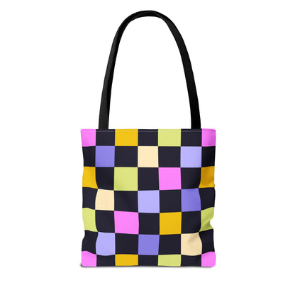 Joyful Checkerboard Canvas Tote Bag