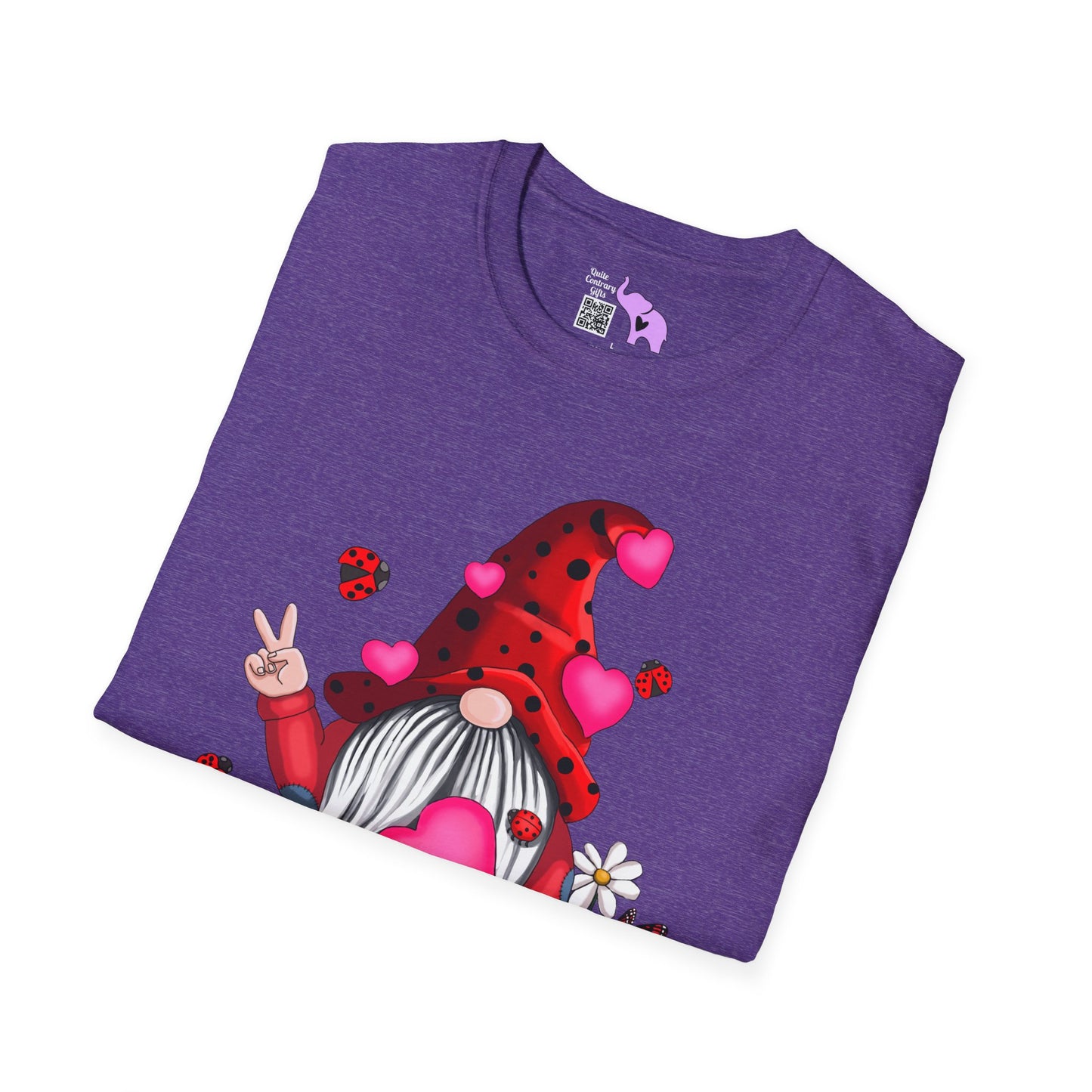 Let It Be Valentine Gnome Peace Sign Adult T-shirt