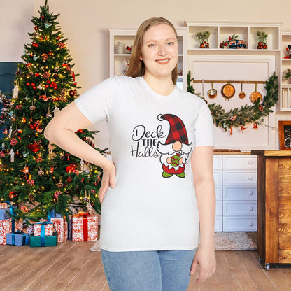 Deck the Halls Plaid Gnome Adult T-shirt