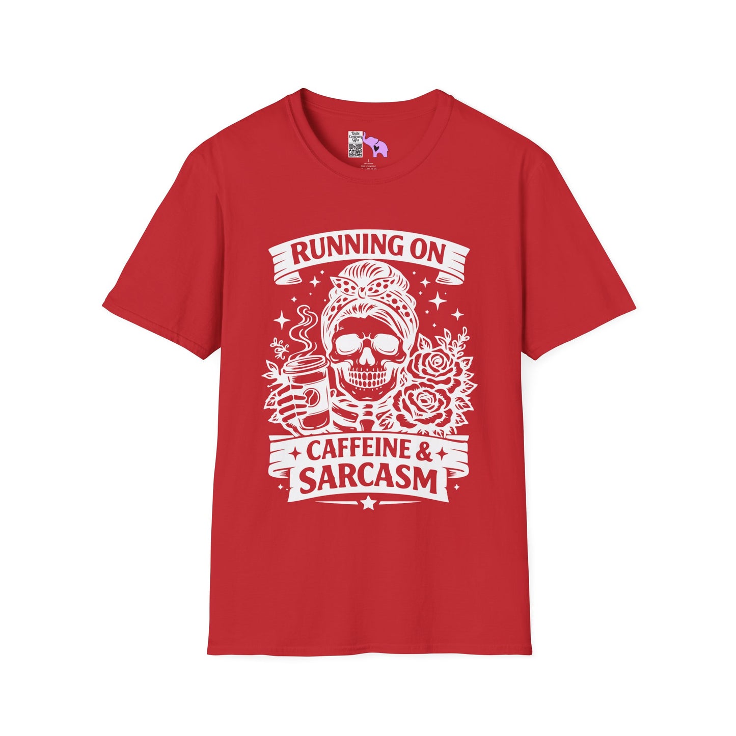 Running On Caffeine & Sarcasm Adult T-shirt
