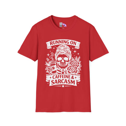 Running On Caffeine & Sarcasm Adult T-shirt