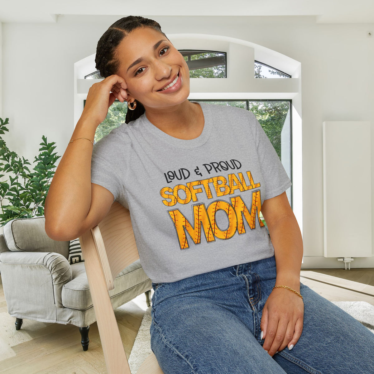 Loud & Proud Softball Mom Adult T-shirt