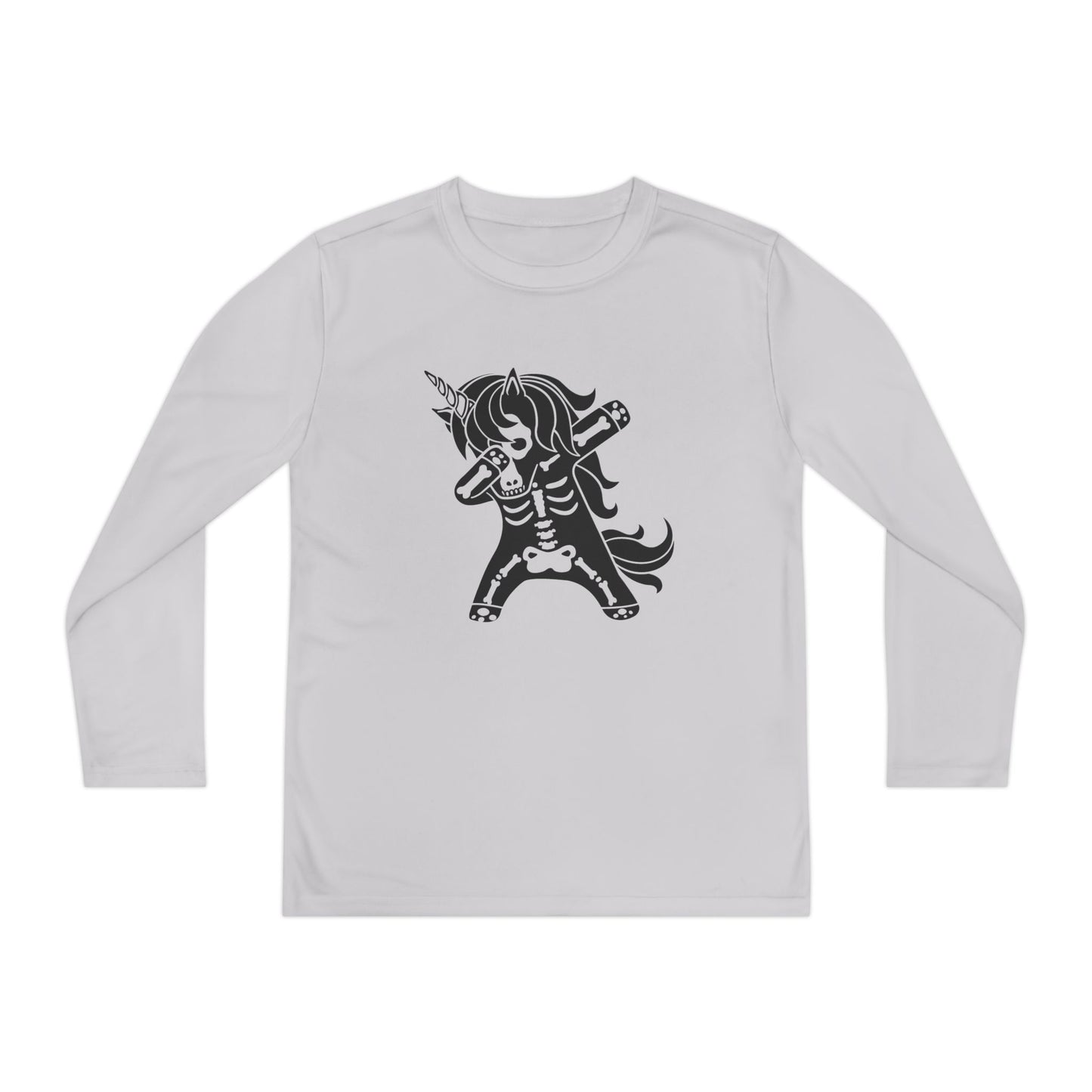 Dabbing Unicorn Skeleton Youth Long Sleeve Tee