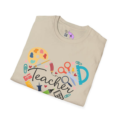 Teacher Supply Heart Adult T-shirt