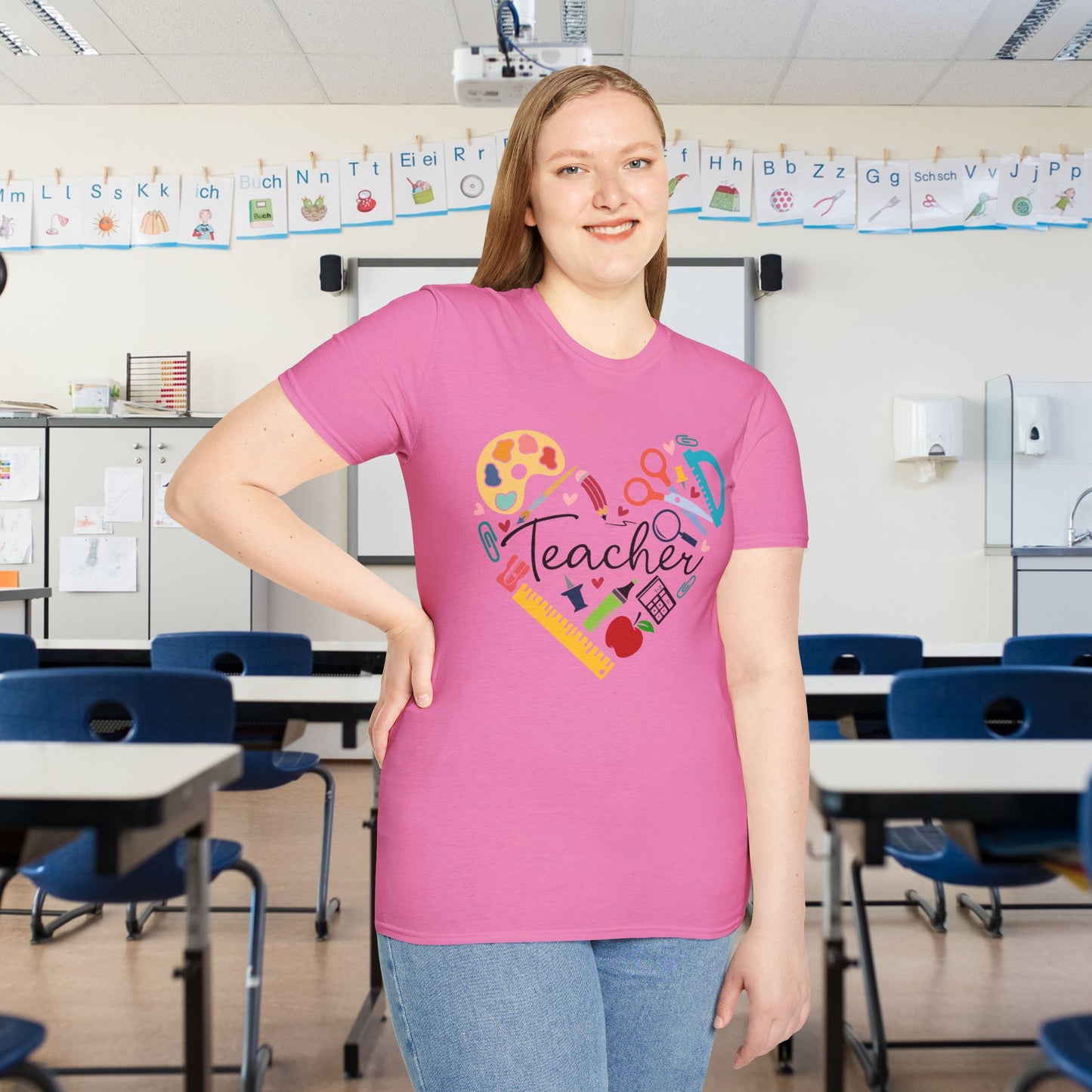 Teacher Supply Heart Adult T-shirt