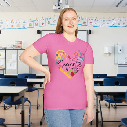 Teacher Supply Heart Adult T-shirt