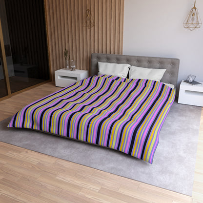 Midnight Pop Stripes Microfiber Duvet Cover