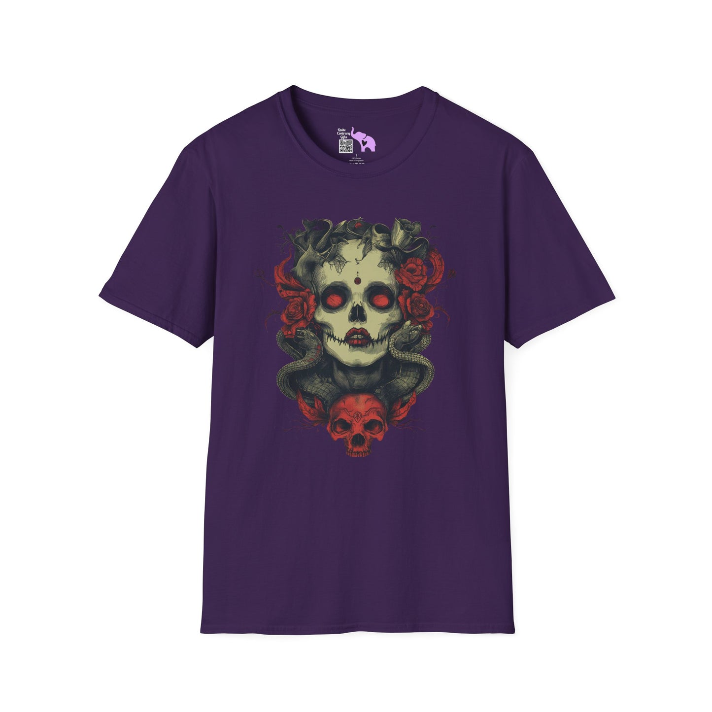 Creepy Skull and Roses Adult T-shirt