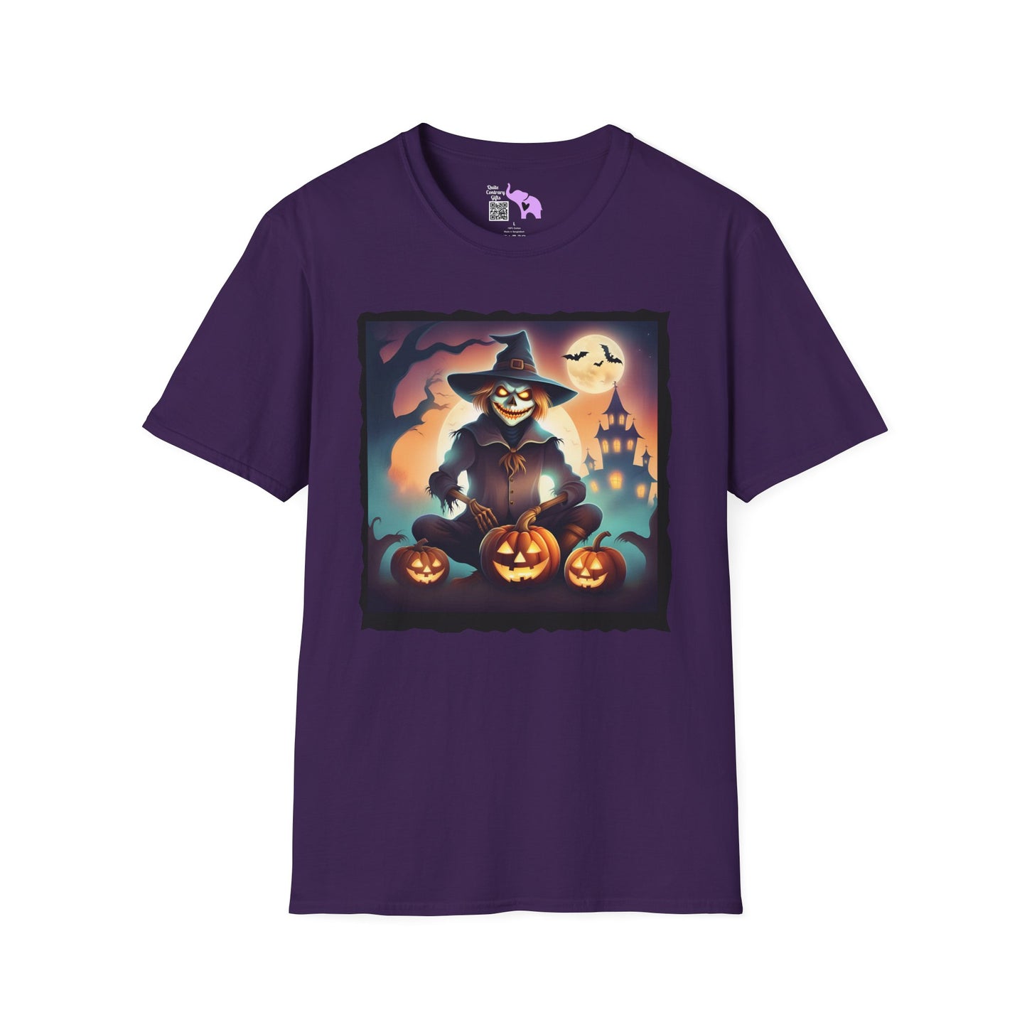 Halloween Scarecrow w/Pumpkins Adult T-shirt