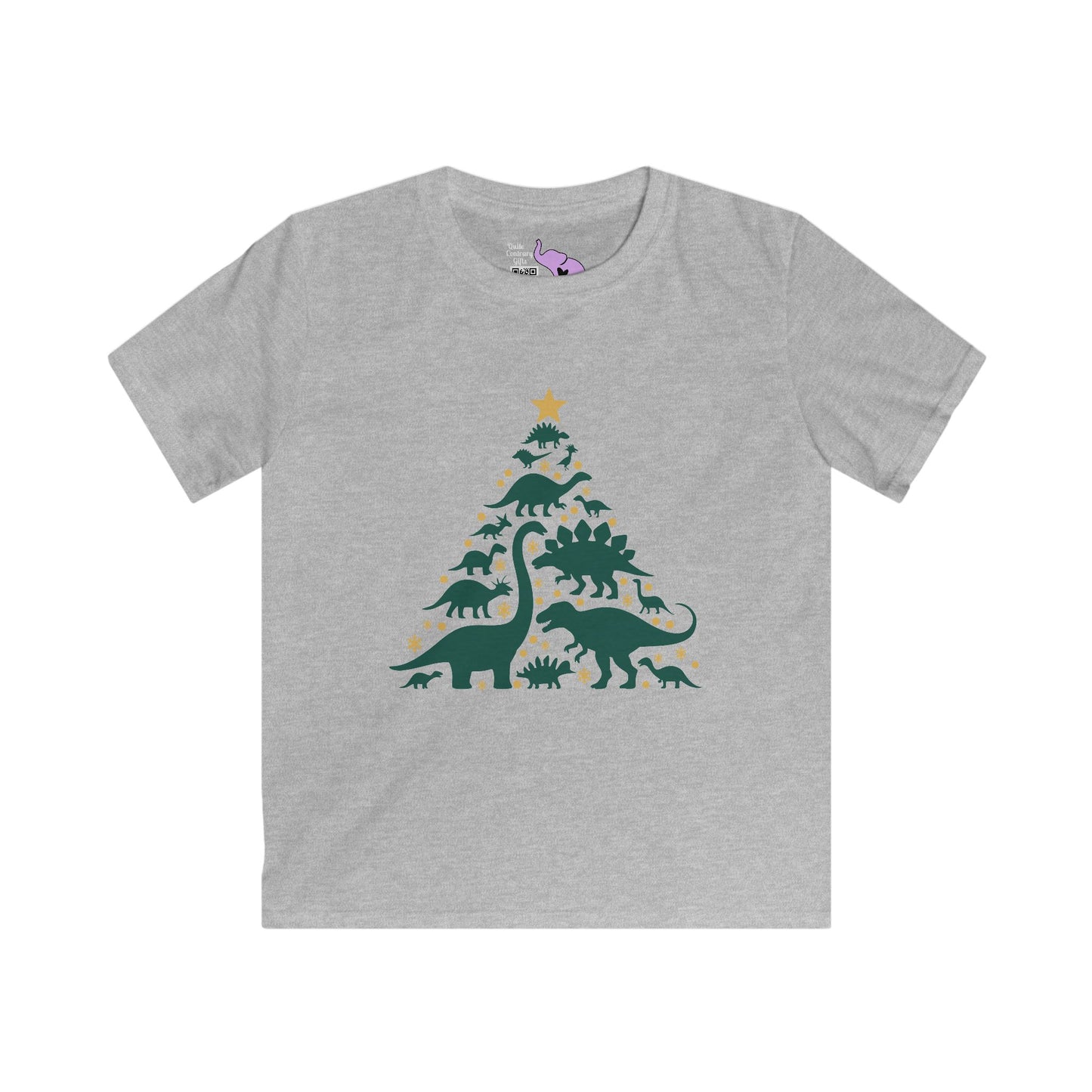 Dinosuar Christmas Tree Youth Softstyle Tee