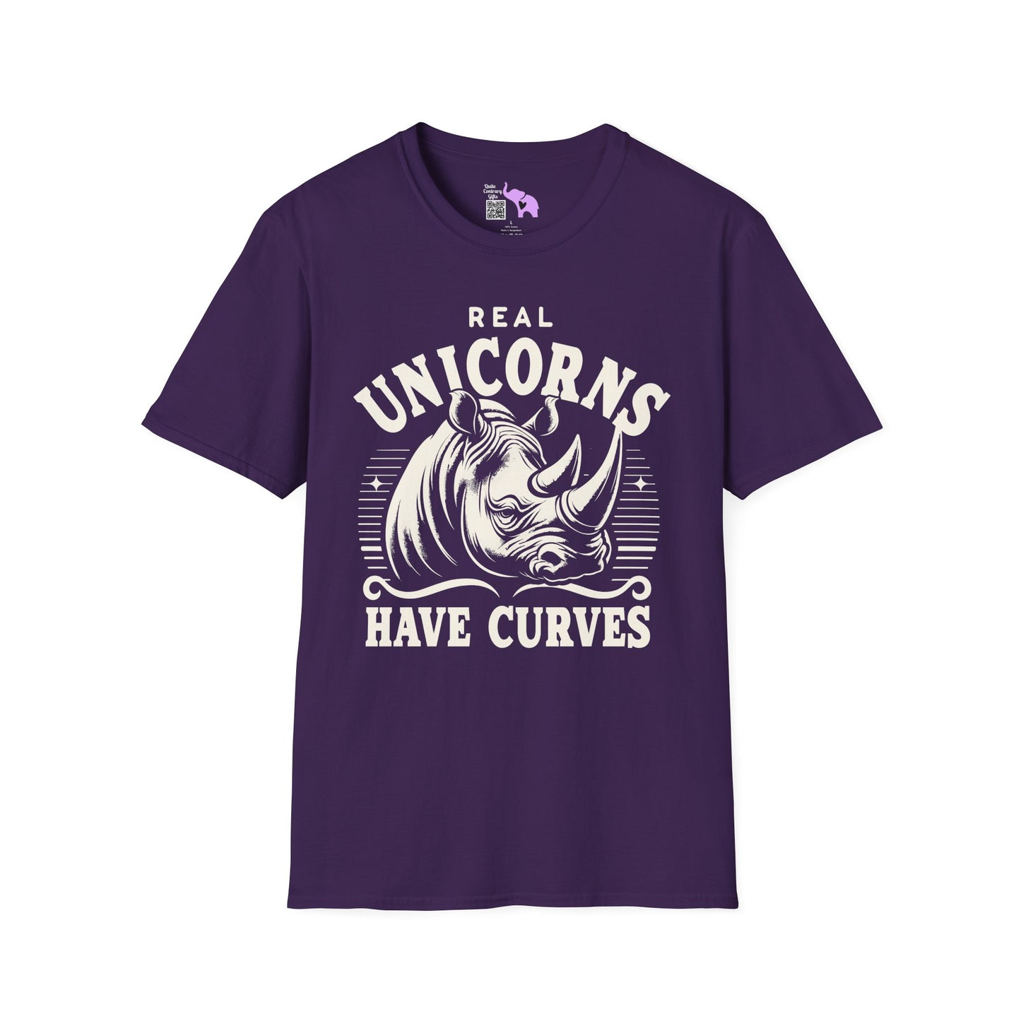 Real Unicorns Have Curves (Rhino) Adult T-shirt
