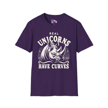 Real Unicorns Have Curves (Rhino) Adult T-shirt