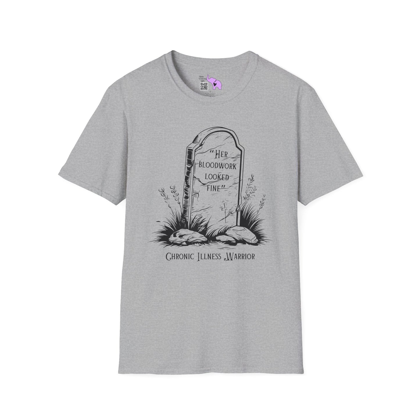 "Her Bloodwork Looked Fine" Headstone Adult T-shirt