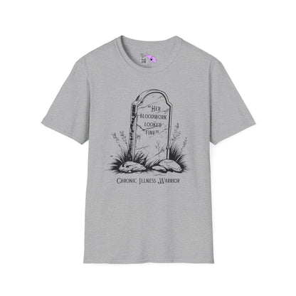 "Her Bloodwork Looked Fine" Headstone Adult T-shirt
