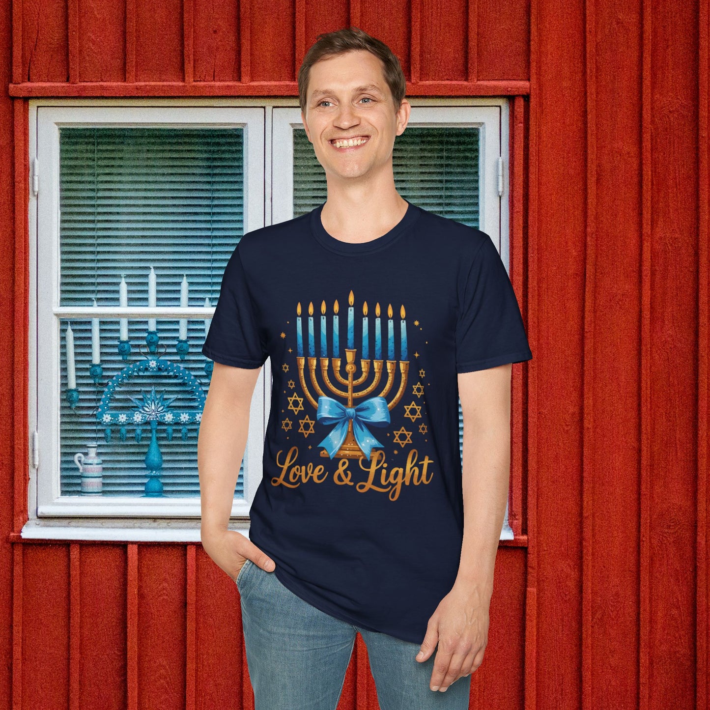 Love & Light Menorah Adult T-shirt