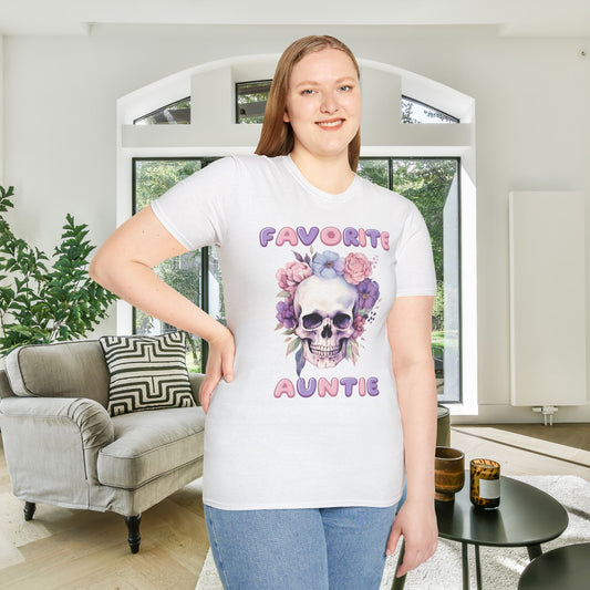 Favorite Auntie Skull Purple/Pink Adult T-shirt