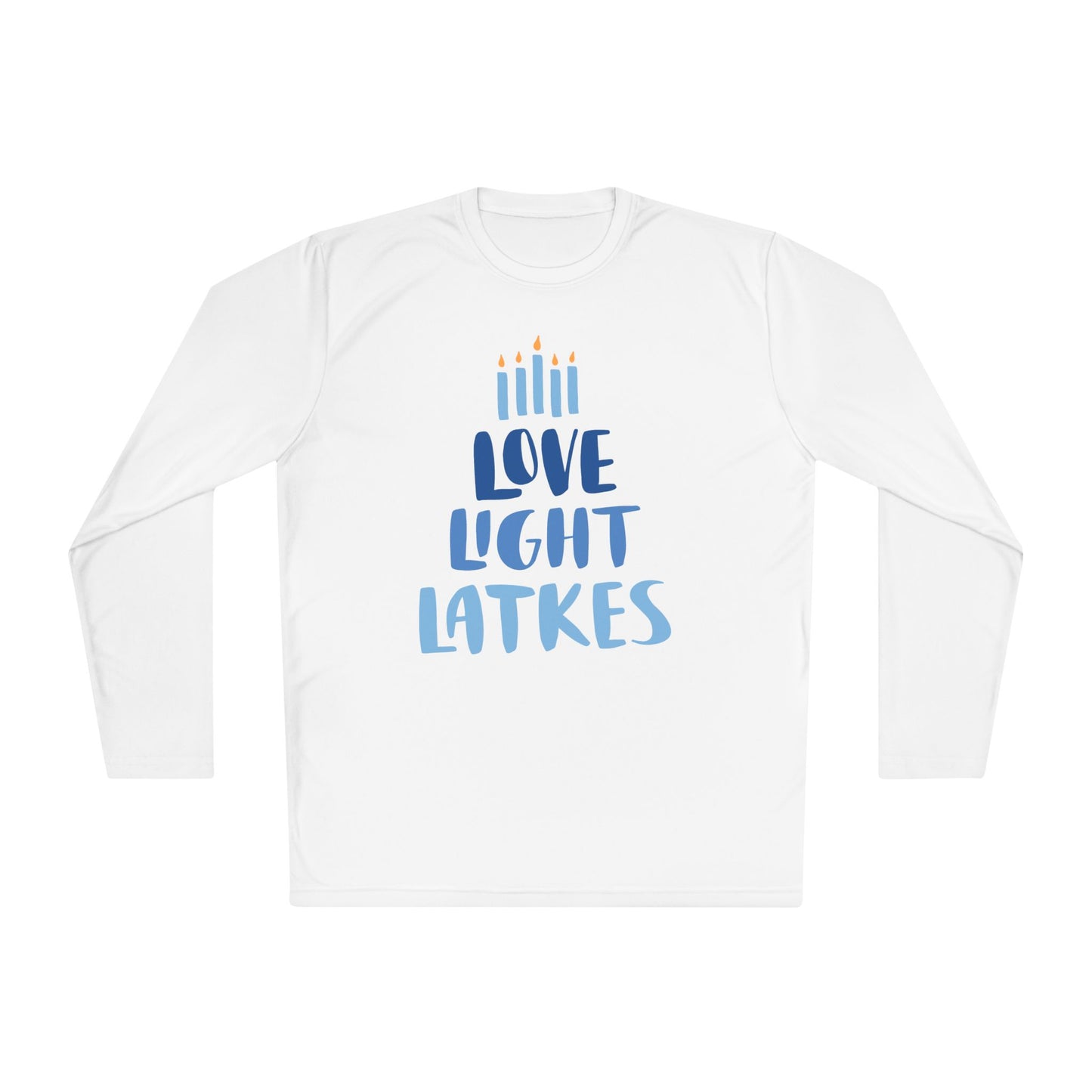 Hanukkah Love Light Latkes Adult Long Sleeve Tee