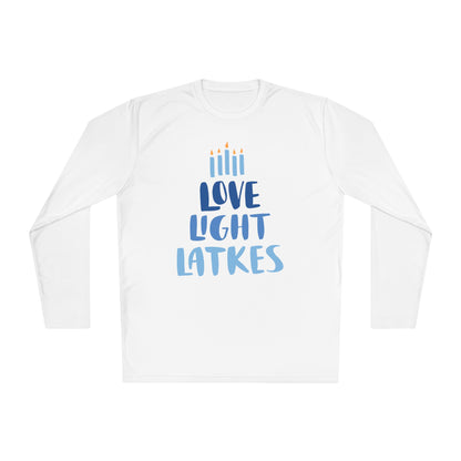 Hanukkah Love Light Latkes Adult Long Sleeve Tee