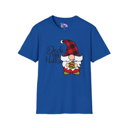 Deck the Halls Plaid Gnome Adult T-shirt