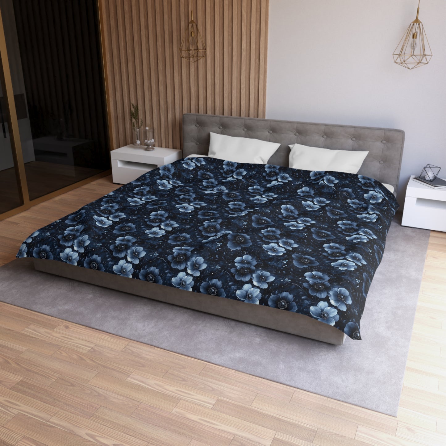 MIdnight Blossoms Microfiber Duvet Cover