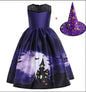 Halloween Cute Witch Dress Printed Mesh