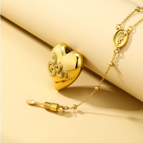 Detachable Love Necklace With Snake Carving