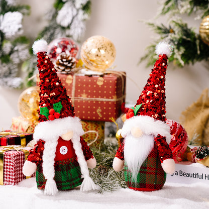 Christmas Sequined Cap Faceless Gnome Ornaments